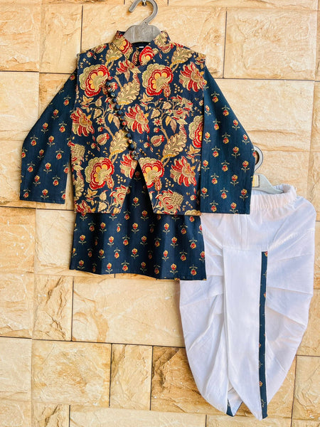 Boy dhoti kurta and jacket set 📘-S492