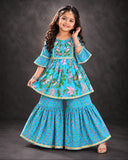 Kurti And Sharara Set embroidery work 💙 🪡-S800