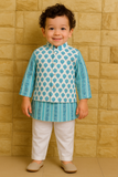 Boy kurta pajama and jacket set-S542