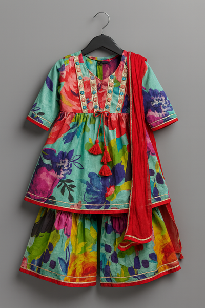 KURTI SHARARA WITH MIDDLE SLIT-S465