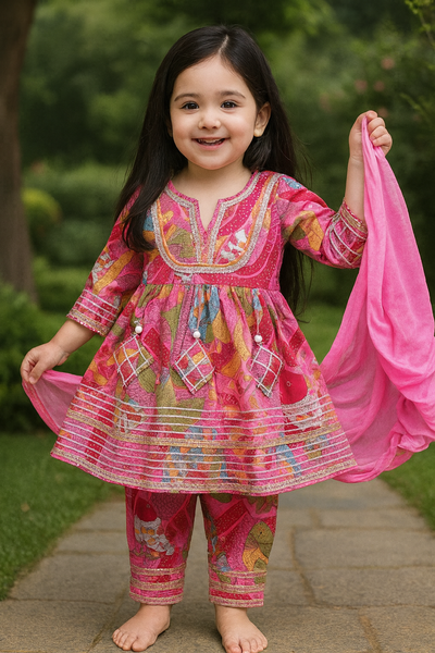 Girl kurti Afgani And Dupatta Set-S450