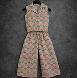 Notched collar sleeveless co-ord sets-S1318