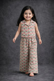 Notched collar sleeveless co-ord sets-S1318