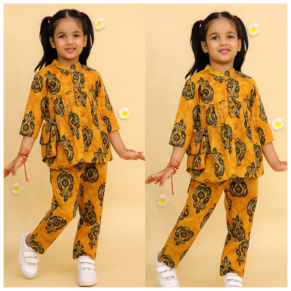Printed Top and pant with sling bag-S1815