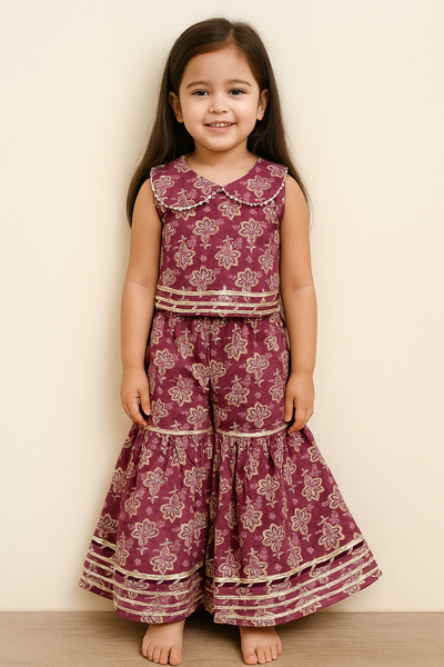 INDOWESTERN CROP TOP WITH SHARARA-S1405