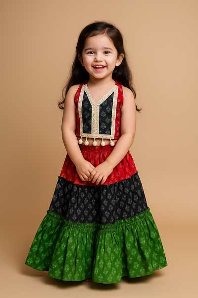 Girl halter neck with lehanga flower 🌹 🖤-S691