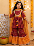 GIRL KURTI SHARARA AND DUPATTA SET-S2156
