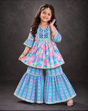 Kurti And Sharara Set embroidery work 💙 🪡-S1060