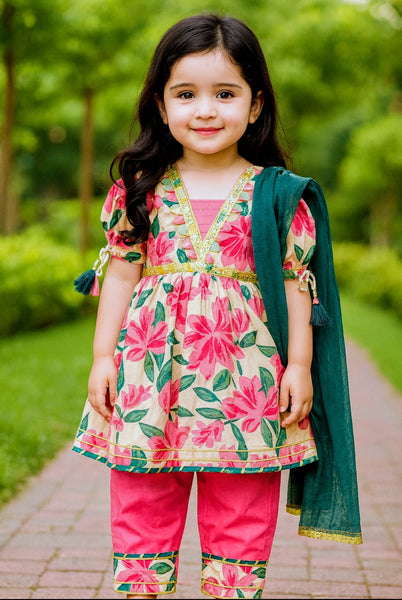 Girl kurti Afgani And Dupatta Set-S452