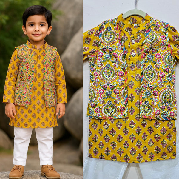 BOY KURTA PAJAMA AND JACKET SET