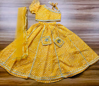 Cotton lehanga choli And Dupatta set yellow 💛-S633