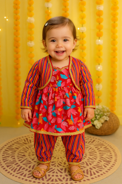 KURTI AFGANI AND JACKET(3 PC)-S56