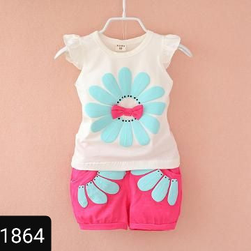 Flower Print Top and Shorts Set-1864