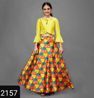 Yellow  Floral Printed Designer Lehenga And Blouse-2157