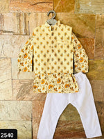 Kurta Pajama and Jacket set yellow