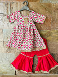 Kurti Sharara set flower pattern-S2008