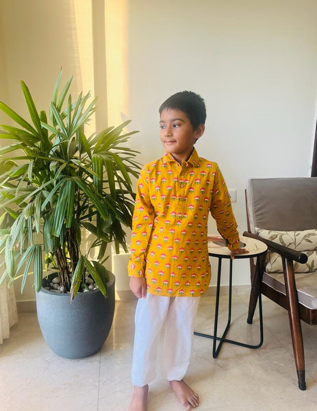 kurta pajama set yellow