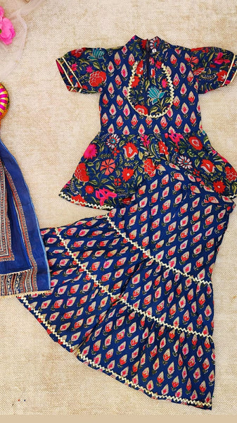 Georgette Embroidered Short Kurti Sharara Set – Mystudiorasa