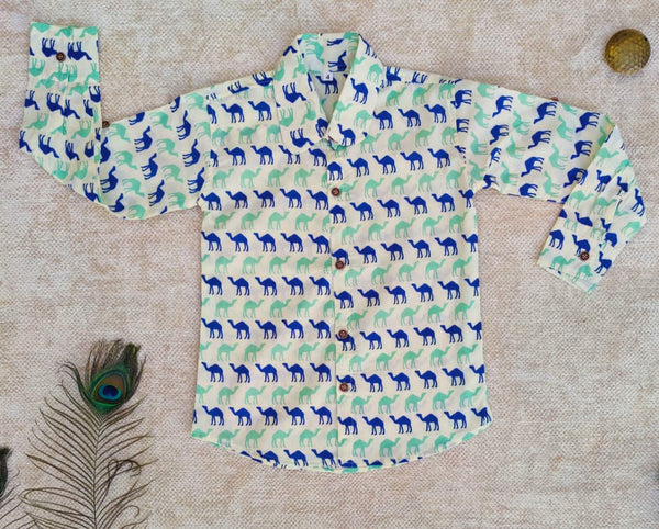 Full Sleeves cotton shirt camel print