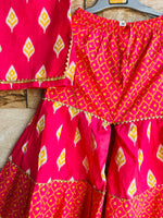 kurti and sharara set with dori sleeves